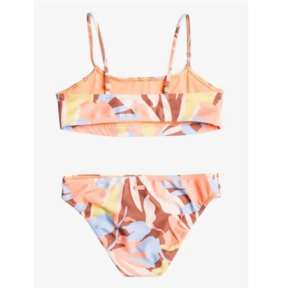 Roxy Girl's Rustic  Brown Floraldelic Moonlight Story Athletic Swim Set Size 10 - Picture 2 of 11